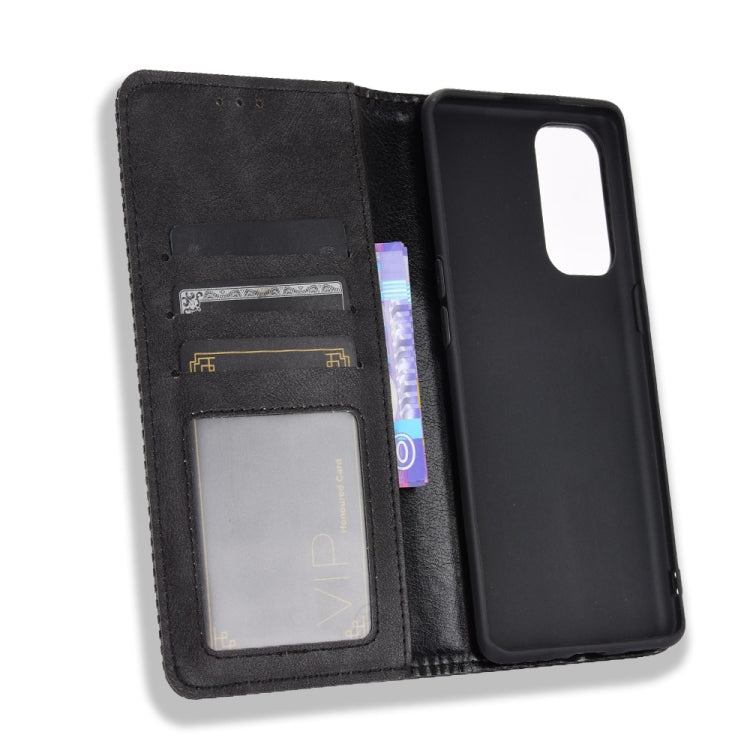 For OPPO Reno5 5G Magnetic Buckle Retro Crazy Horse Texture Horizontal Flip Leather Case with Holder & Card Slots & Photo Frame