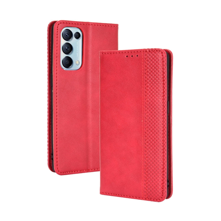 For OPPO Reno5 5G Magnetic Buckle Retro Crazy Horse Texture Horizontal Flip Leather Case with Holder & Card Slots & Photo Frame