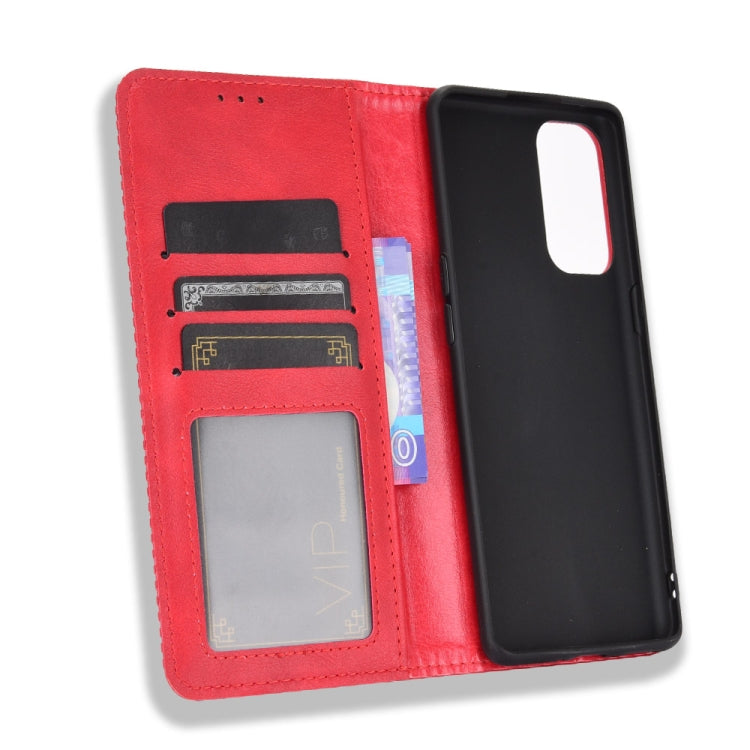 For OPPO Reno5 5G Magnetic Buckle Retro Crazy Horse Texture Horizontal Flip Leather Case with Holder & Card Slots & Photo Frame