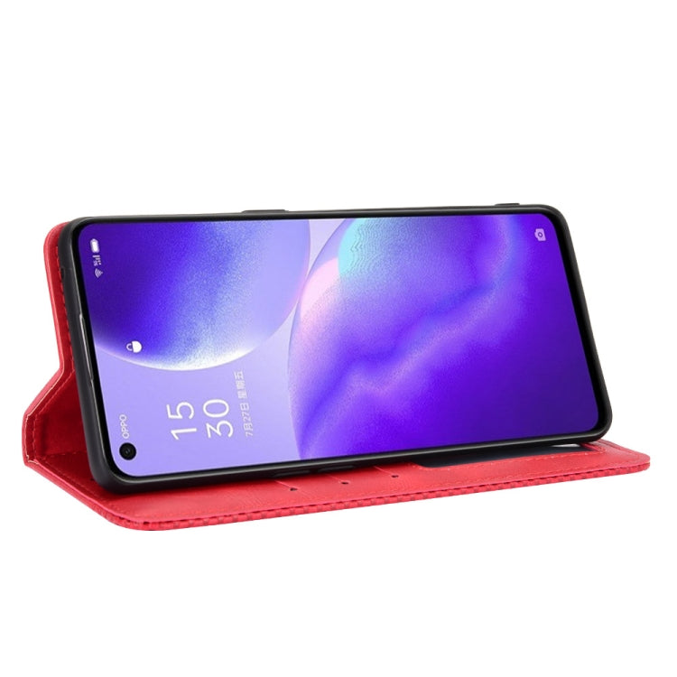 For OPPO Reno5 5G Magnetic Buckle Retro Crazy Horse Texture Horizontal Flip Leather Case with Holder & Card Slots & Photo Frame