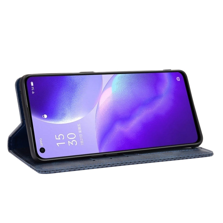 For OPPO Reno5 5G Magnetic Buckle Retro Crazy Horse Texture Horizontal Flip Leather Case with Holder & Card Slots & Photo Frame