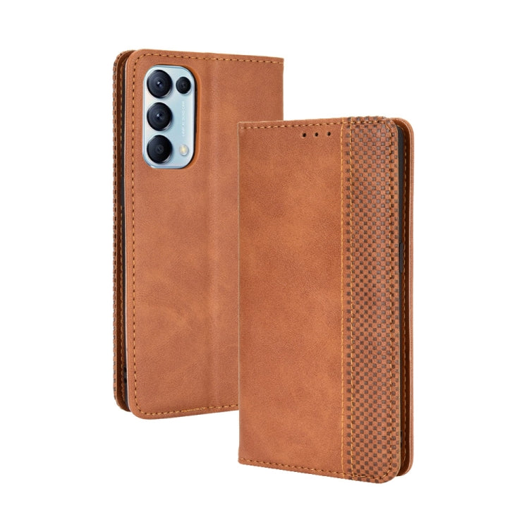 For OPPO Reno5 5G Magnetic Buckle Retro Crazy Horse Texture Horizontal Flip Leather Case with Holder & Card Slots & Photo Frame