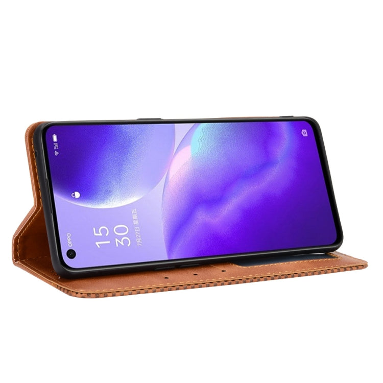 For OPPO Reno5 5G Magnetic Buckle Retro Crazy Horse Texture Horizontal Flip Leather Case with Holder & Card Slots & Photo Frame