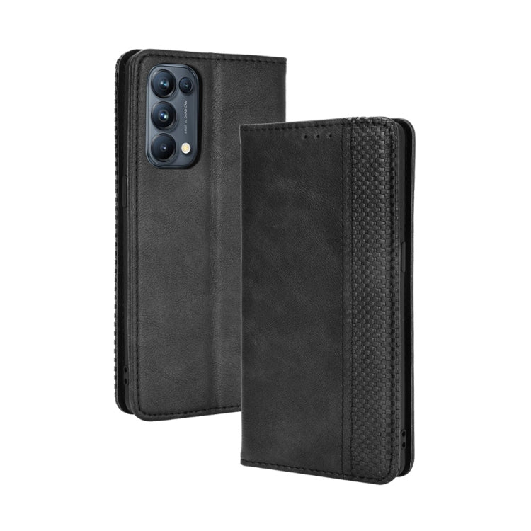 For OPPO Reno5 Pro 5G Magnetic Buckle Retro Crazy Horse Texture Horizontal Flip Leather Case with Holder & Card Slots & Photo Frame