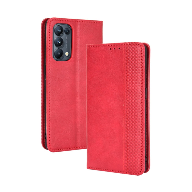 For OPPO Reno5 Pro 5G Magnetic Buckle Retro Crazy Horse Texture Horizontal Flip Leather Case with Holder & Card Slots & Photo Frame