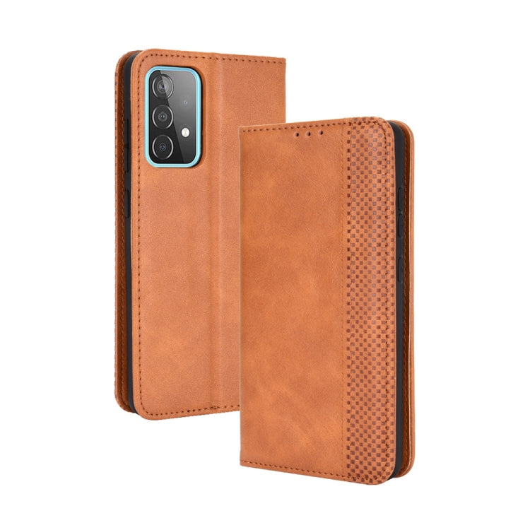 For Samsung Galaxy A72 5G Magnetic Buckle Retro Crazy Horse Texture Horizontal Flip Leather Case with Holder & Card Slots & Photo Frame
