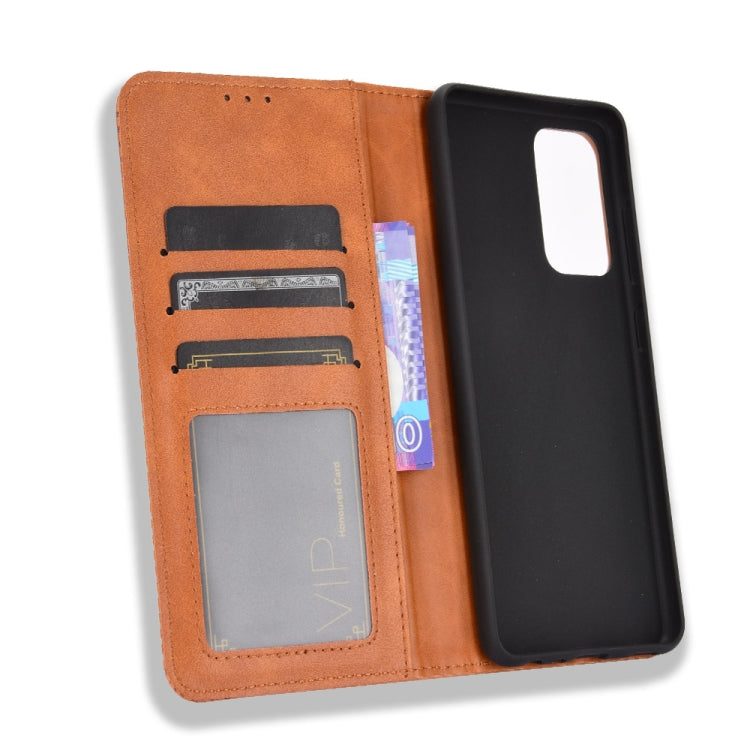 For Samsung Galaxy A72 5G Magnetic Buckle Retro Crazy Horse Texture Horizontal Flip Leather Case with Holder & Card Slots & Photo Frame