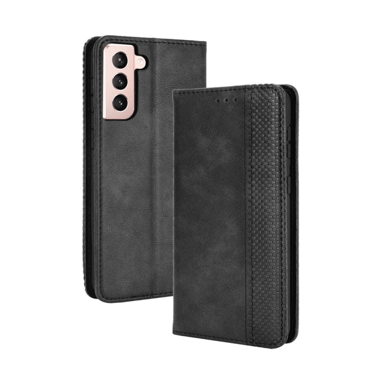 For Samsung Galaxy S21+ 5G Magnetic Buckle Retro Crazy Horse Texture Horizontal Flip Leather Case with Holder & Card Slots & Photo Frame
