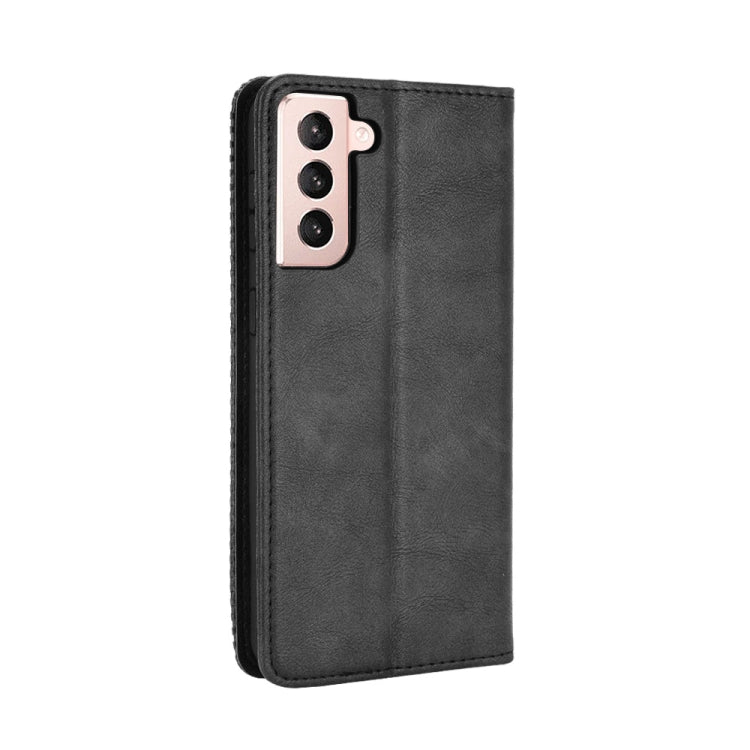 For Samsung Galaxy S21+ 5G Magnetic Buckle Retro Crazy Horse Texture Horizontal Flip Leather Case with Holder & Card Slots & Photo Frame