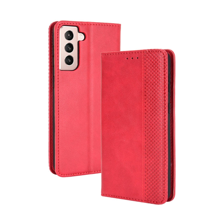 For Samsung Galaxy S21+ 5G Magnetic Buckle Retro Crazy Horse Texture Horizontal Flip Leather Case with Holder & Card Slots & Photo Frame