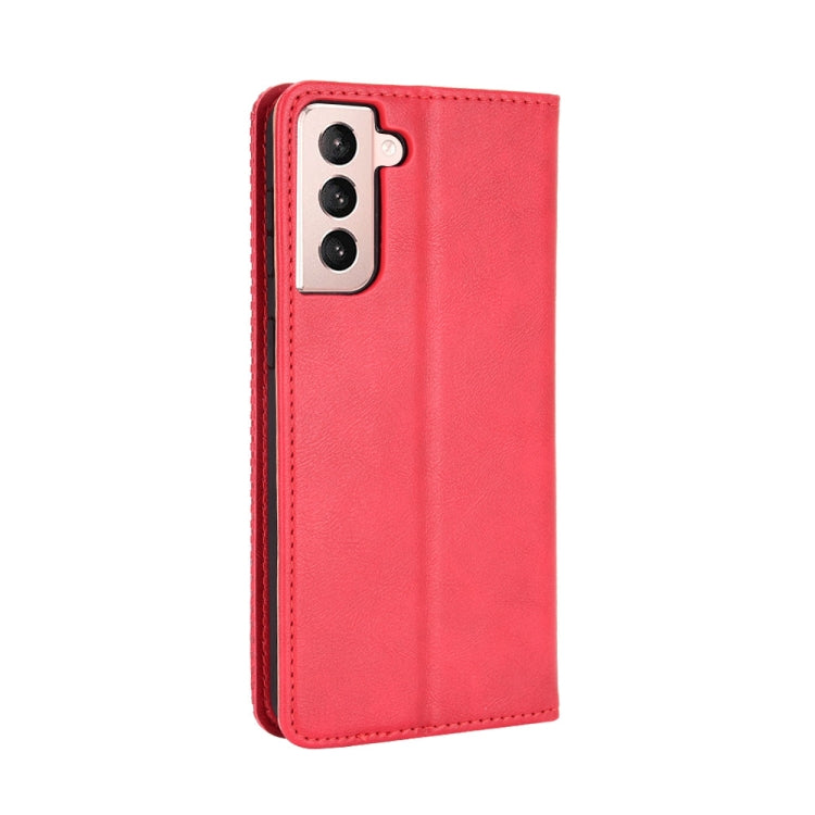 For Samsung Galaxy S21+ 5G Magnetic Buckle Retro Crazy Horse Texture Horizontal Flip Leather Case with Holder & Card Slots & Photo Frame