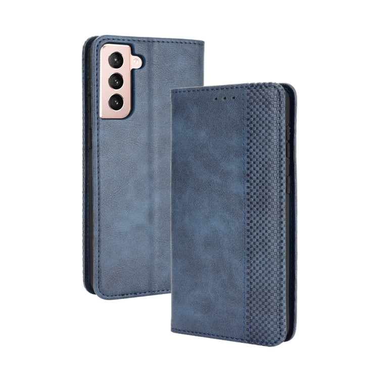 For Samsung Galaxy S21+ 5G Magnetic Buckle Retro Crazy Horse Texture Horizontal Flip Leather Case with Holder & Card Slots & Photo Frame