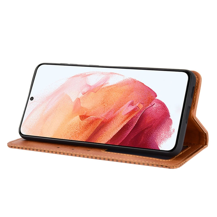 For Samsung Galaxy S21+ 5G Magnetic Buckle Retro Crazy Horse Texture Horizontal Flip Leather Case with Holder & Card Slots & Photo Frame