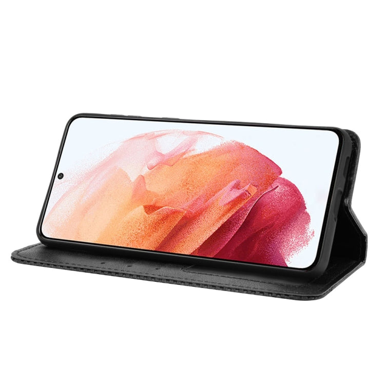 For Samsung Galaxy S21 5G Magnetic Buckle Retro Crazy Horse Texture Horizontal Flip Leather Case with Holder & Card Slots & Photo Frame