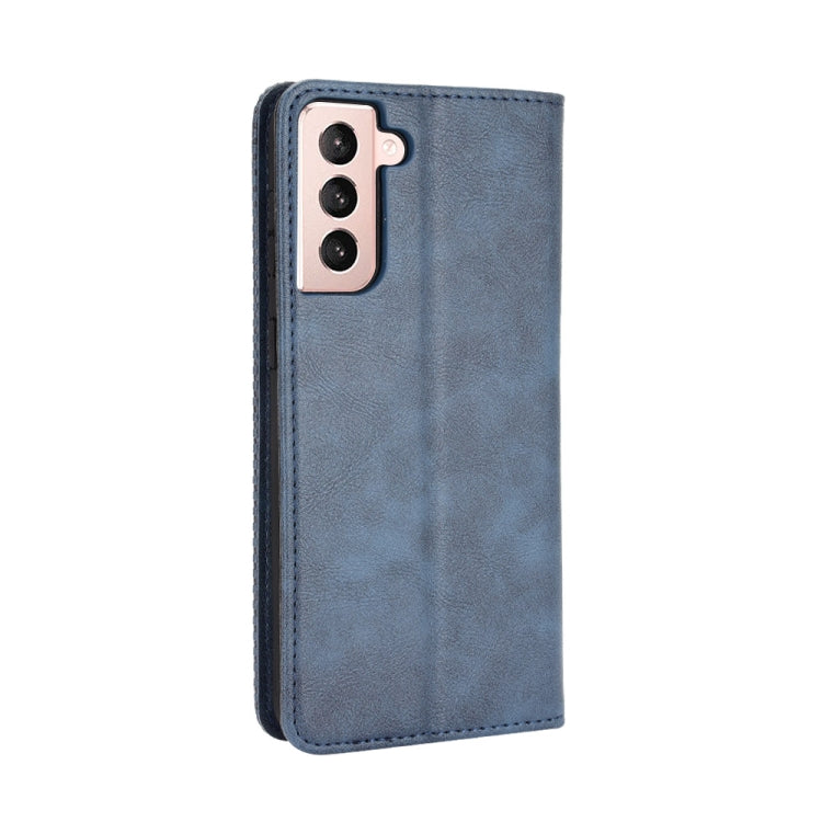 For Samsung Galaxy S21 5G Magnetic Buckle Retro Crazy Horse Texture Horizontal Flip Leather Case with Holder & Card Slots & Photo Frame