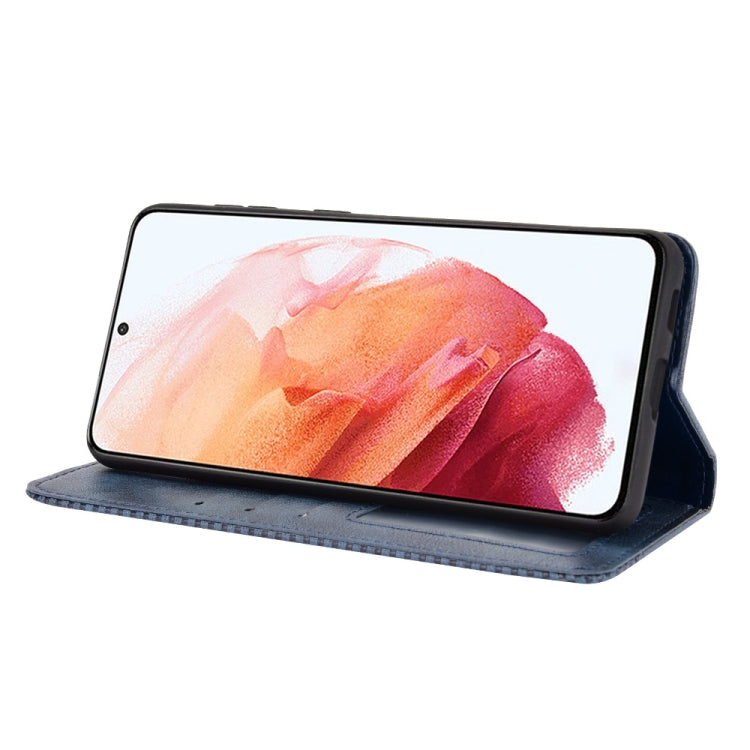 For Samsung Galaxy S21 5G Magnetic Buckle Retro Crazy Horse Texture Horizontal Flip Leather Case with Holder & Card Slots & Photo Frame
