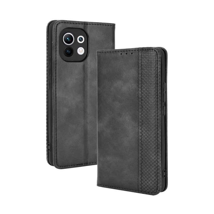 For Xiaomi Mi 11 Magnetic Buckle Retro Crazy Horse Texture Horizontal Flip Leather Case with Holder & Card Slots & Photo Frame