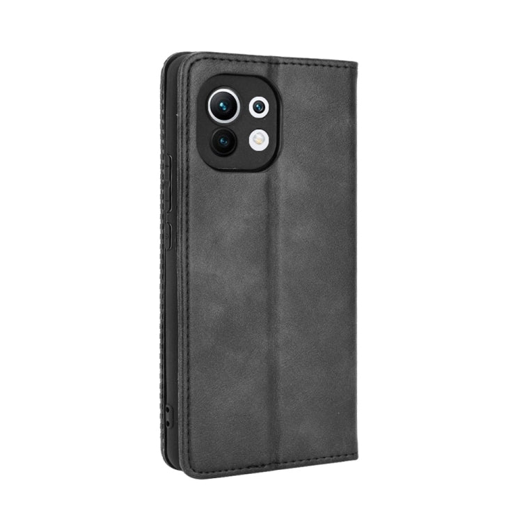 For Xiaomi Mi 11 Magnetic Buckle Retro Crazy Horse Texture Horizontal Flip Leather Case with Holder & Card Slots & Photo Frame