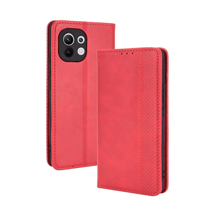 For Xiaomi Mi 11 Magnetic Buckle Retro Crazy Horse Texture Horizontal Flip Leather Case with Holder & Card Slots & Photo Frame