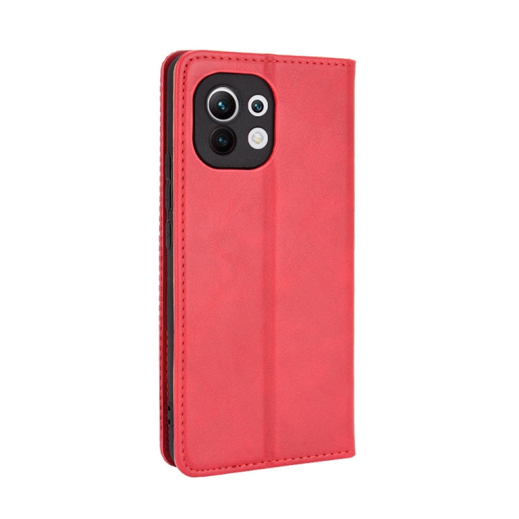 For Xiaomi Mi 11 Magnetic Buckle Retro Crazy Horse Texture Horizontal Flip Leather Case with Holder & Card Slots & Photo Frame