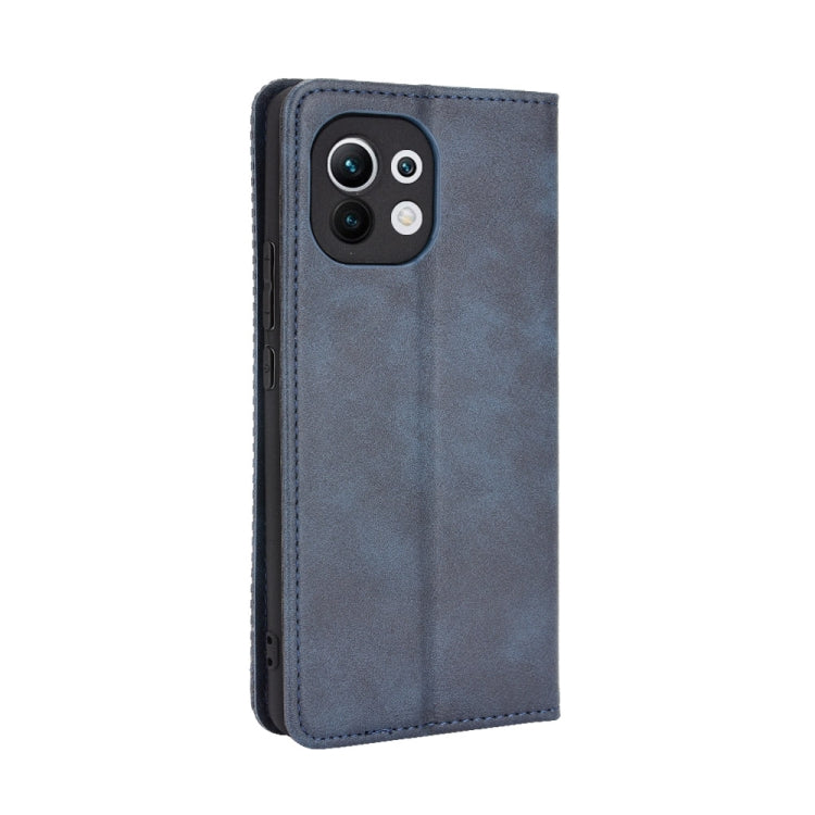 For Xiaomi Mi 11 Magnetic Buckle Retro Crazy Horse Texture Horizontal Flip Leather Case with Holder & Card Slots & Photo Frame