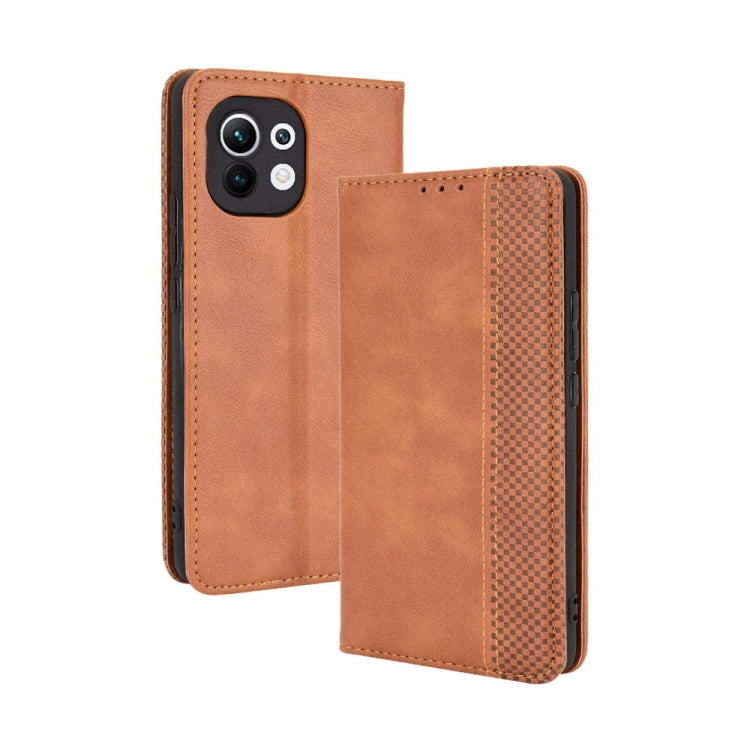 For Xiaomi Mi 11 Magnetic Buckle Retro Crazy Horse Texture Horizontal Flip Leather Case with Holder & Card Slots & Photo Frame