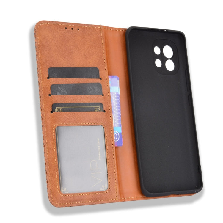 For Xiaomi Mi 11 Magnetic Buckle Retro Crazy Horse Texture Horizontal Flip Leather Case with Holder & Card Slots & Photo Frame