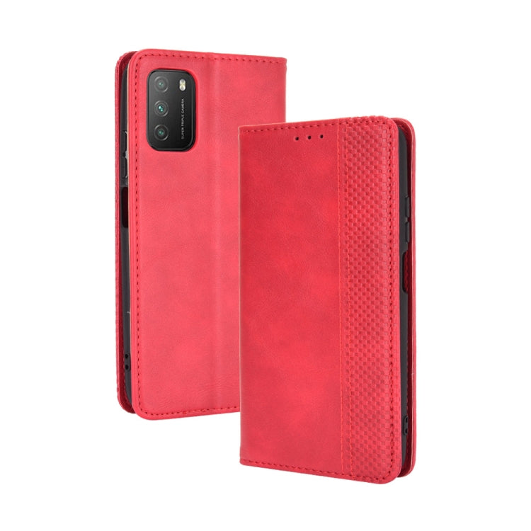 For Xiaomi Poco M3 Magnetic Buckle Retro Crazy Horse Texture Horizontal Flip Leather Case with Holder & Card Slots & Photo Frame