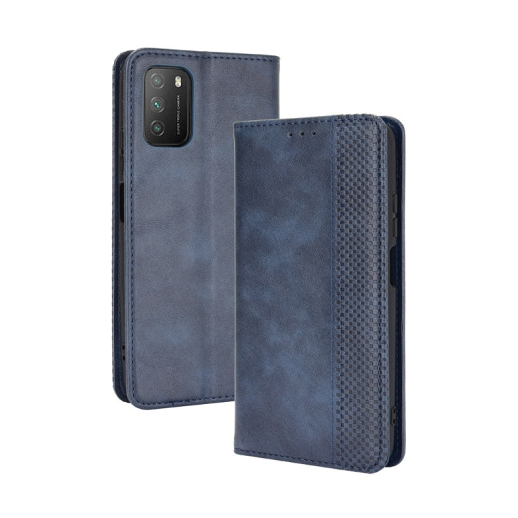 For Xiaomi Poco M3 Magnetic Buckle Retro Crazy Horse Texture Horizontal Flip Leather Case with Holder & Card Slots & Photo Frame