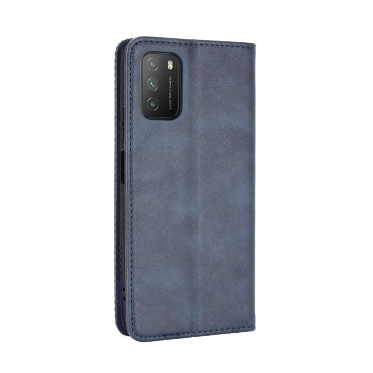 For Xiaomi Poco M3 Magnetic Buckle Retro Crazy Horse Texture Horizontal Flip Leather Case with Holder & Card Slots & Photo Frame