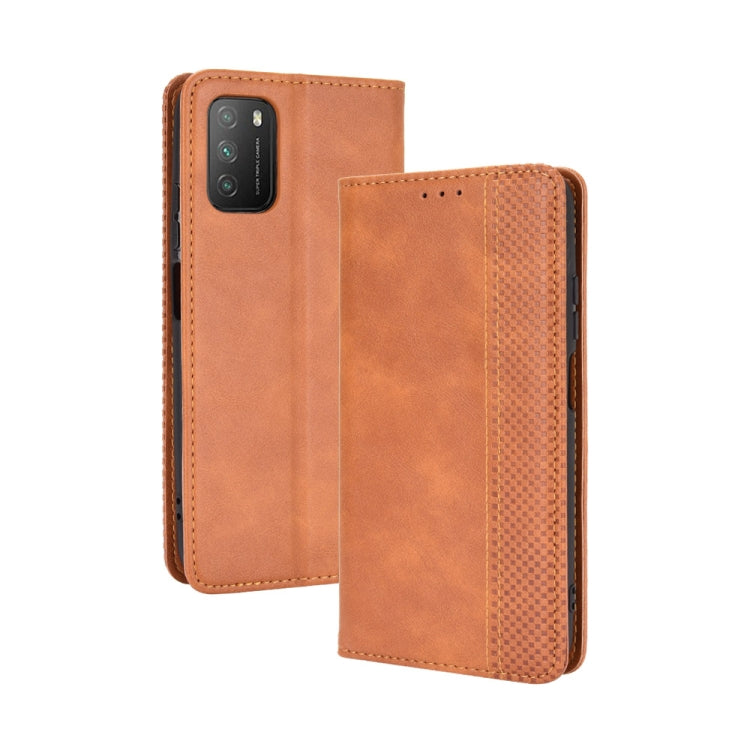 For Xiaomi Poco M3 Magnetic Buckle Retro Crazy Horse Texture Horizontal Flip Leather Case with Holder & Card Slots & Photo Frame