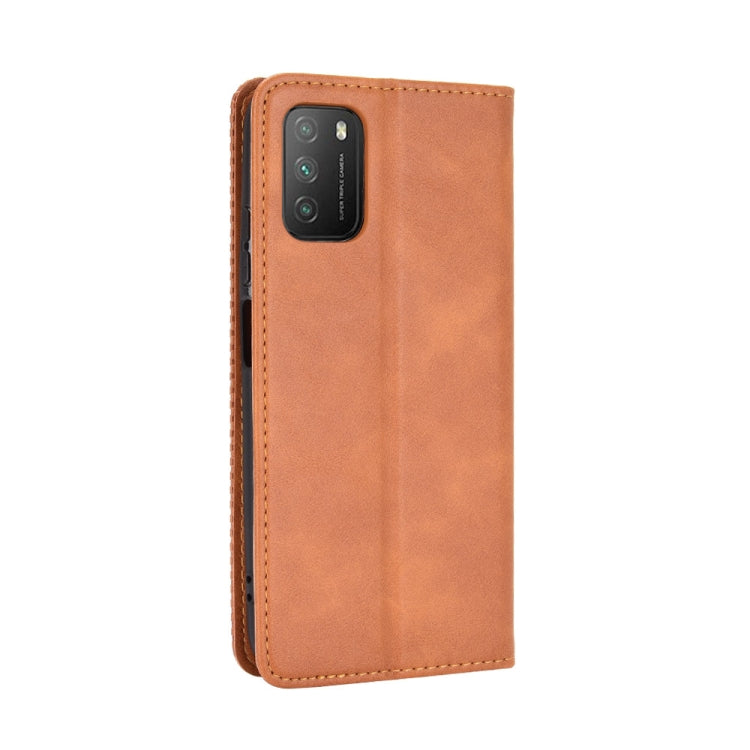 For Xiaomi Poco M3 Magnetic Buckle Retro Crazy Horse Texture Horizontal Flip Leather Case with Holder & Card Slots & Photo Frame