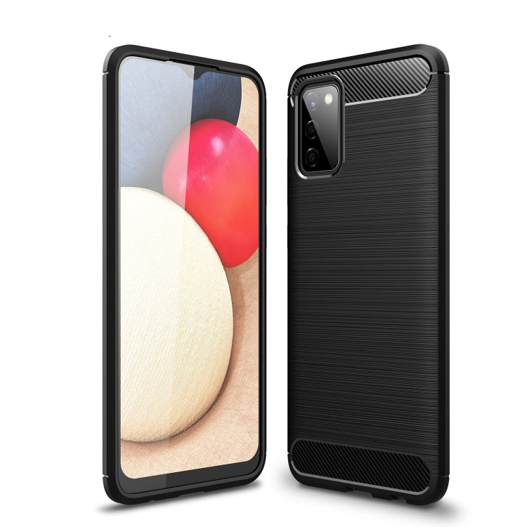 For Samsung Galaxy A02s (European Version) Brushed Texture Carbon Fiber TPU Case
