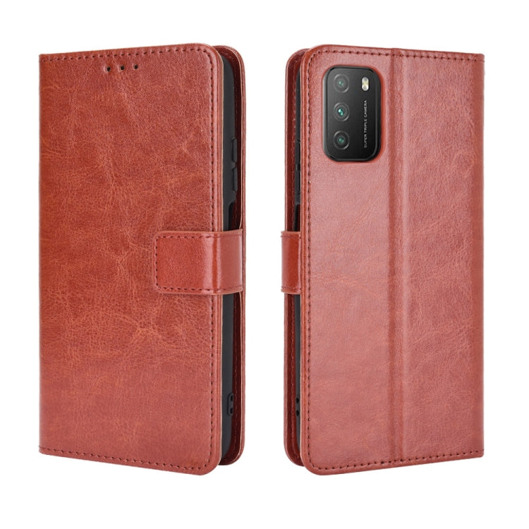 For Xiaomi Poco M3 Retro Crazy Horse Texture Horizontal Flip Leather Case with Holder & Card Slots & Photo Frame