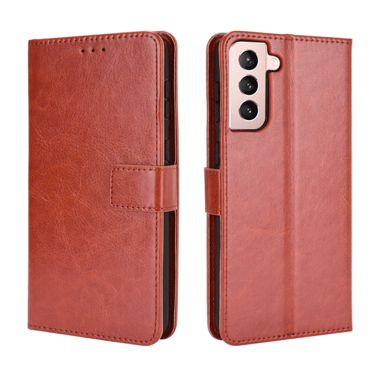 For Samsung Galaxy S21+ 5G Retro Crazy Horse Texture Horizontal Flip Leather Case with Holder & Card Slots & Photo Frame
