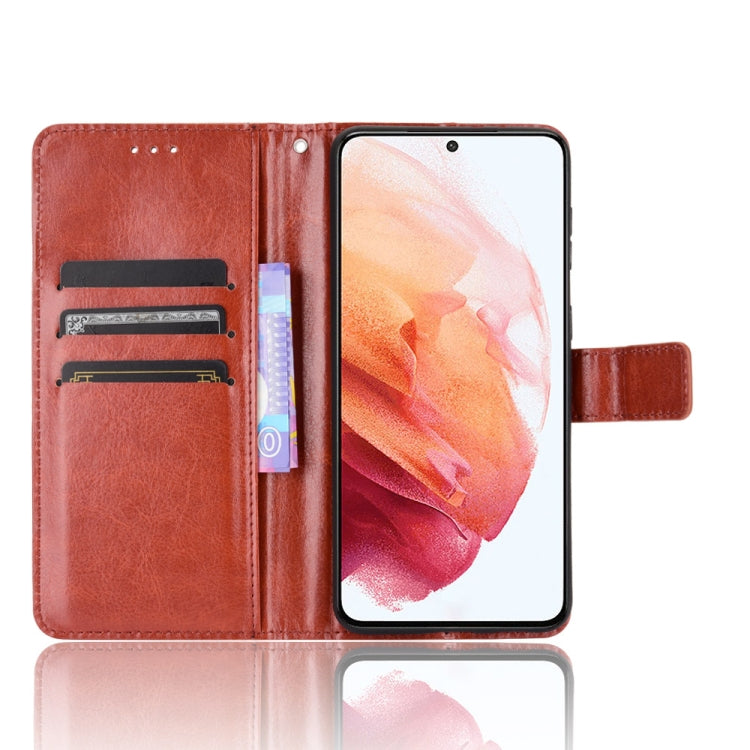 For Samsung Galaxy S21+ 5G Retro Crazy Horse Texture Horizontal Flip Leather Case with Holder & Card Slots & Photo Frame