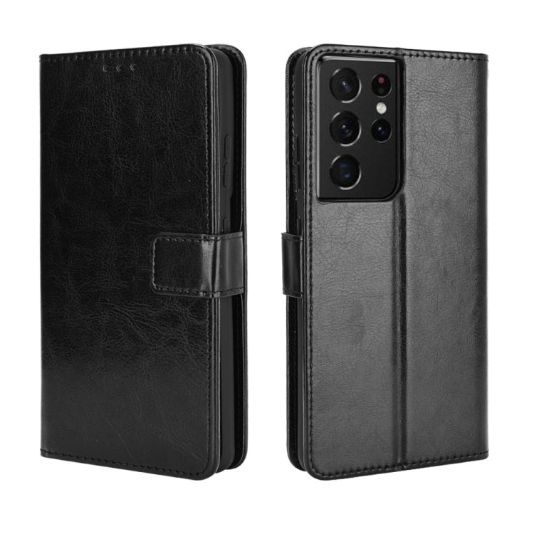 For Samsung Galaxy S21 Ultra 5G Retro Crazy Horse Texture Horizontal Flip Leather Case with Holder & Card Slots & Photo Frame