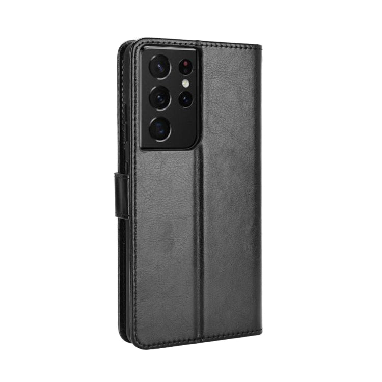 For Samsung Galaxy S21 Ultra 5G Retro Crazy Horse Texture Horizontal Flip Leather Case with Holder & Card Slots & Photo Frame