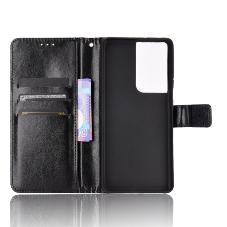 For Samsung Galaxy S21 Ultra 5G Retro Crazy Horse Texture Horizontal Flip Leather Case with Holder & Card Slots & Photo Frame