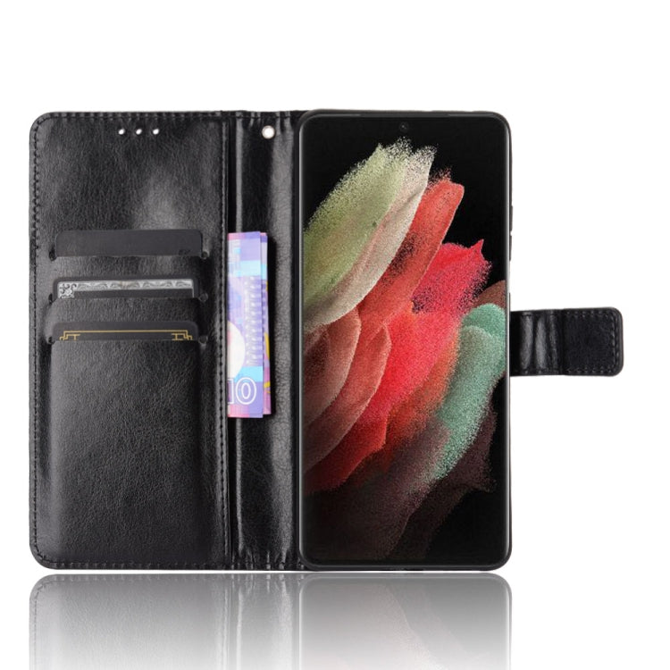 For Samsung Galaxy S21 Ultra 5G Retro Crazy Horse Texture Horizontal Flip Leather Case with Holder & Card Slots & Photo Frame