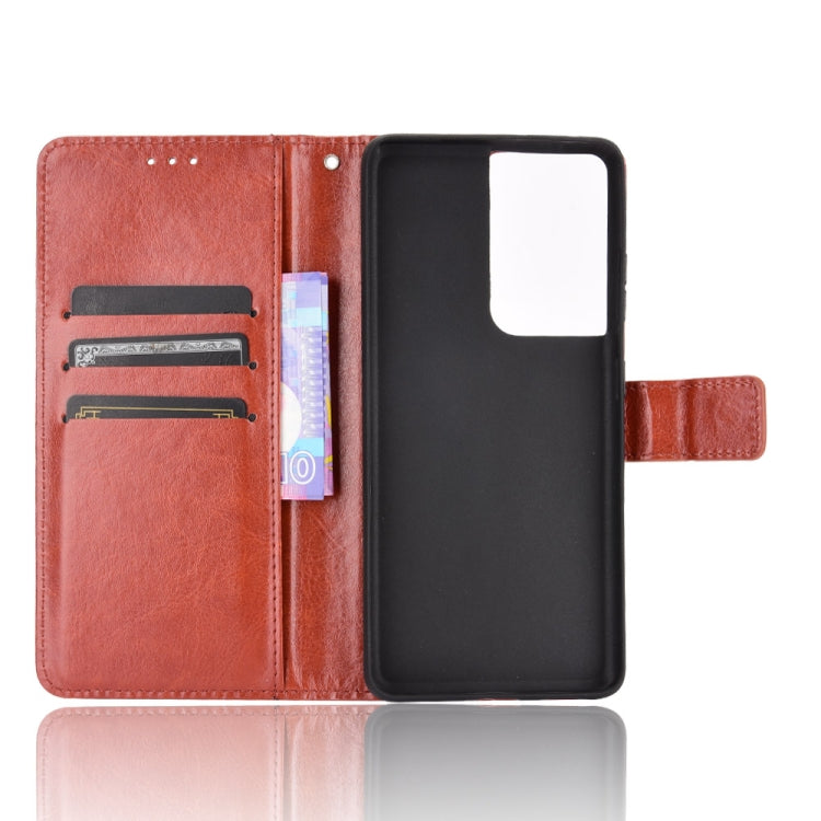 For Samsung Galaxy S21 Ultra 5G Retro Crazy Horse Texture Horizontal Flip Leather Case with Holder & Card Slots & Photo Frame