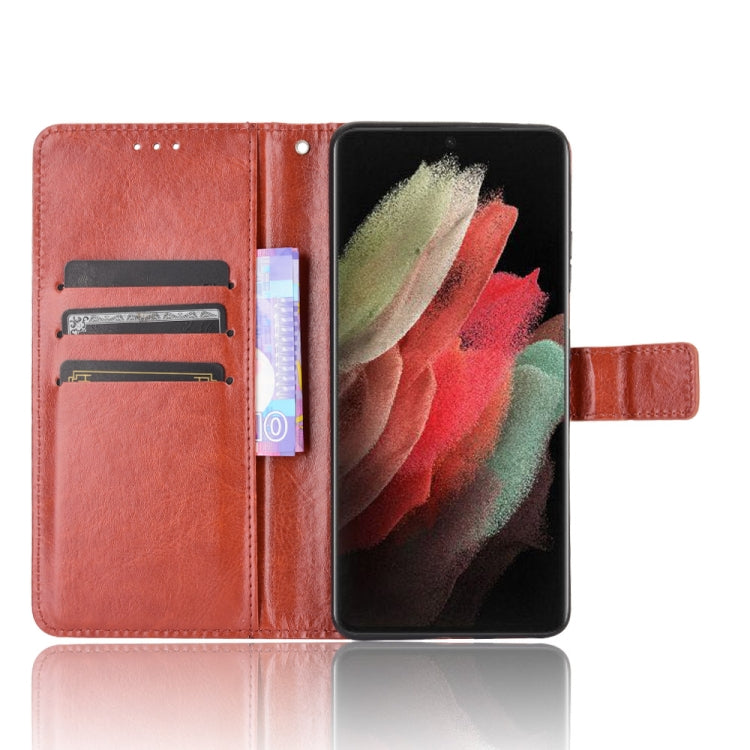 For Samsung Galaxy S21 Ultra 5G Retro Crazy Horse Texture Horizontal Flip Leather Case with Holder & Card Slots & Photo Frame