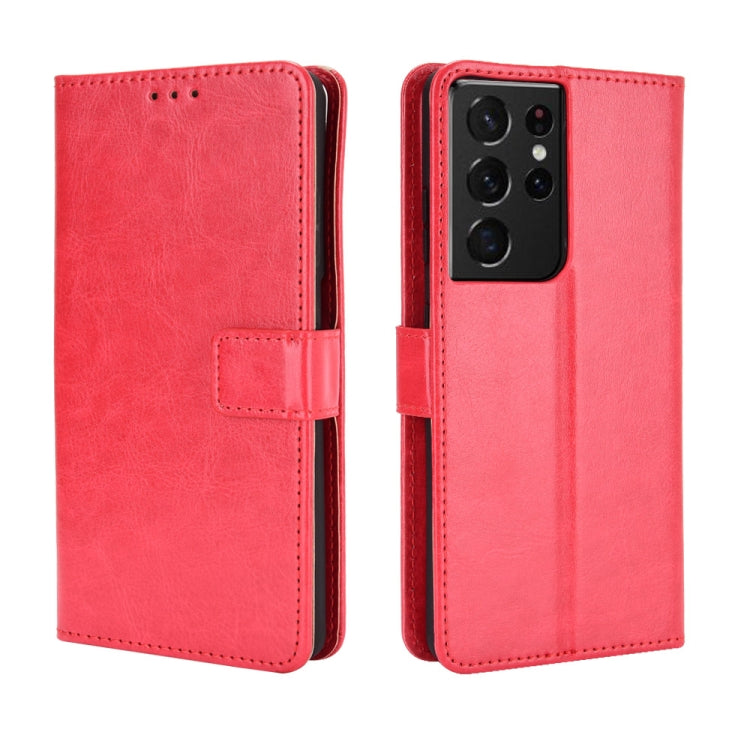 For Samsung Galaxy S21 Ultra 5G Retro Crazy Horse Texture Horizontal Flip Leather Case with Holder & Card Slots & Photo Frame