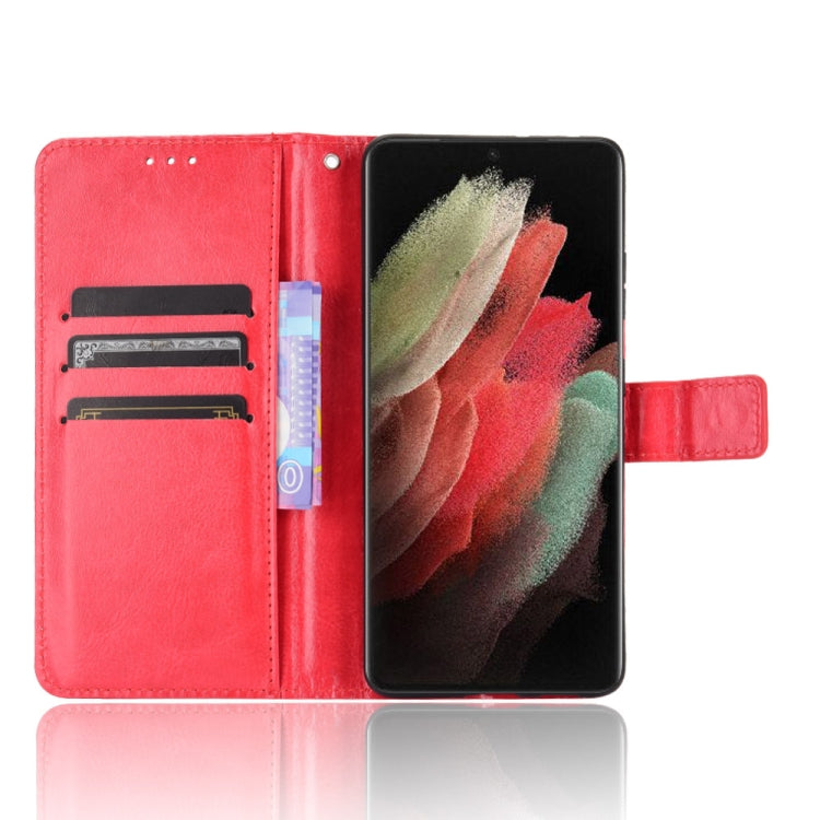 For Samsung Galaxy S21 Ultra 5G Retro Crazy Horse Texture Horizontal Flip Leather Case with Holder & Card Slots & Photo Frame