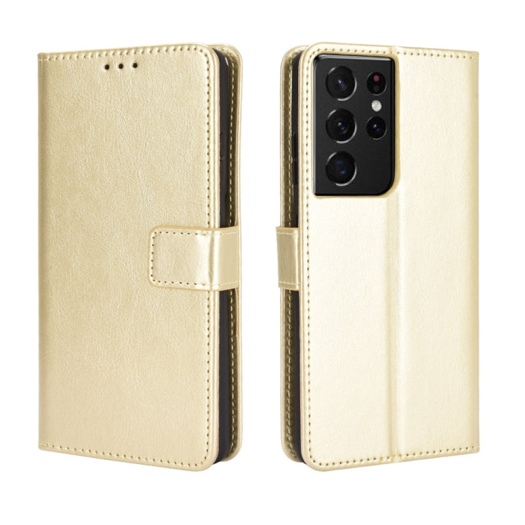 For Samsung Galaxy S21 Ultra 5G Retro Crazy Horse Texture Horizontal Flip Leather Case with Holder & Card Slots & Photo Frame