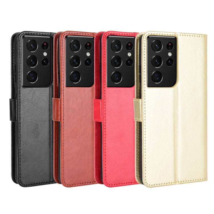 For Samsung Galaxy S21 Ultra 5G Retro Crazy Horse Texture Horizontal Flip Leather Case with Holder & Card Slots & Photo Frame