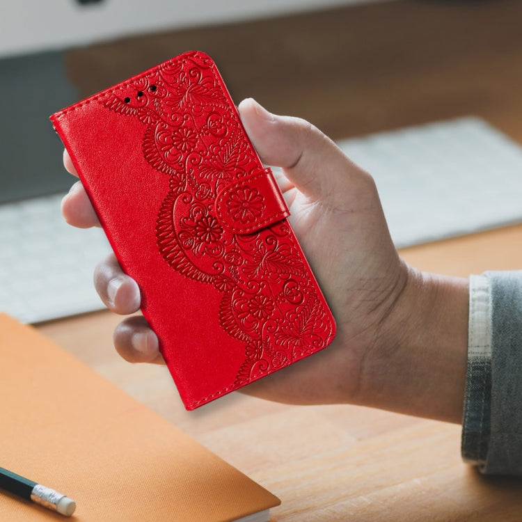 For Google Pixel 5 Flower Vine Embossing Pattern Horizontal Flip Leather Case with Card Slot & Holder & Wallet & Lanyard