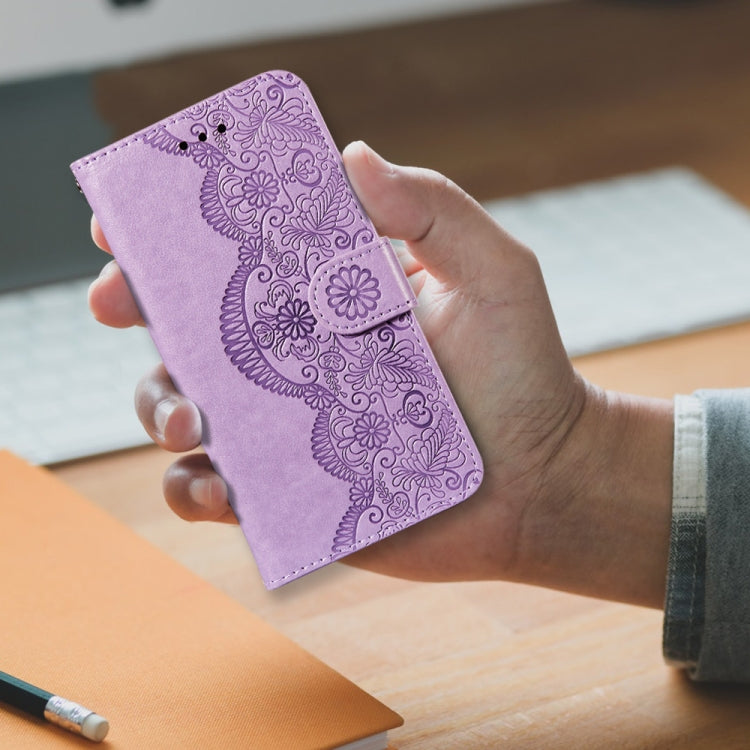 For Google Pixel 5 Flower Vine Embossing Pattern Horizontal Flip Leather Case with Card Slot & Holder & Wallet & Lanyard
