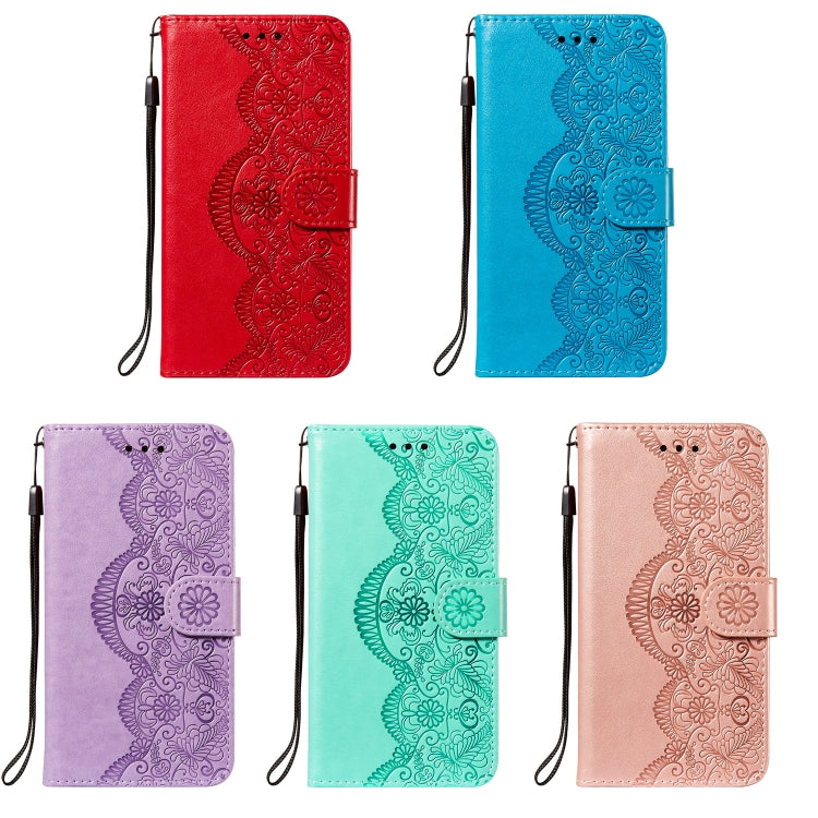 For Google Pixel 5 Flower Vine Embossing Pattern Horizontal Flip Leather Case with Card Slot & Holder & Wallet & Lanyard