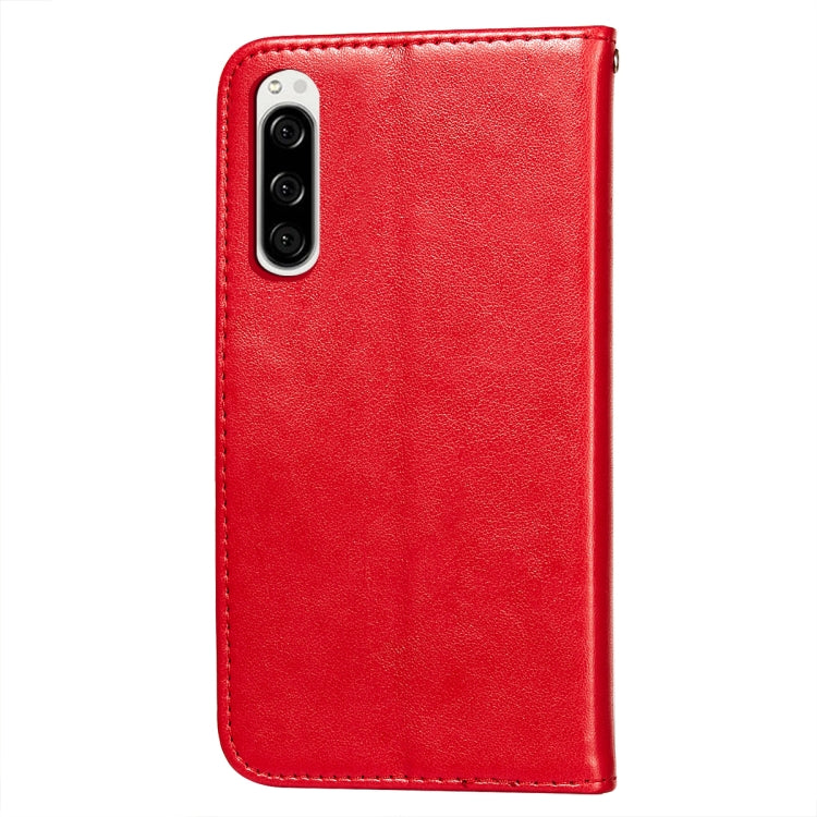 For Sony Xperia 5 Flower Vine Embossing Pattern Horizontal Flip Leather Case with Card Slot & Holder & Wallet & Lanyard